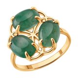 Кольцо из золочёного серебра с жадеитами из серебро