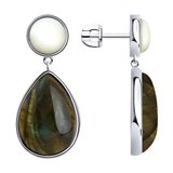 Серьги из серебра с Лабрадоритом и Перламутрои из серебро