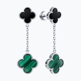 Серьги из серебра с малахитом и ониксом из серебро — вид 2