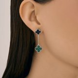 Серьги из серебра с малахитом и ониксом из серебро — вид 3