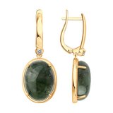 Серьги из золочёного серебра с жадеитами и фианитами из серебро