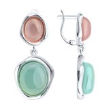Серьги из серебра с халцедонами из серебро