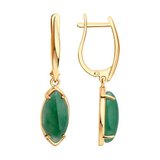 Серьги из золочёного серебра с жадеитами из серебро