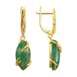 Серьги из золочёного серебра с жадеитами из серебро