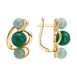 Серьги из золочёного серебра с жадеитами из серебро