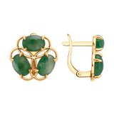 Серьги из золочёного серебра с жадеитами из серебро