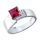 Кольцо из серебра с корундом и фианитами из серебро