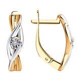 Серьги из золочёного серебра с бриллиантами из серебро