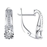 Серьги из серебра с бриллиантами и фианитами из серебро