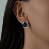 Серьги из серебра с корундами сапфировыми (синт.) и фианитами из серебро — вид 2