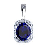 Подвеска из серебра с корундом сапфировым (синт.) и фианитами из серебро