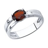 Кольцо из серебра с бриллиантами и гранатом из серебро