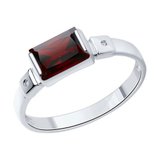 Кольцо из серебра с бриллиантами и гранатом из серебро