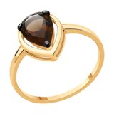 Кольцо из золочёного серебра с раухтопазом из серебро