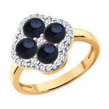 Кольцо из золочёного серебра с жемчугом и фианитами из серебро