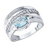 Кольцо из серебра с топазом и фианитами из серебро