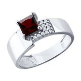 Кольцо из серебра с гранатом и фианитами из серебро