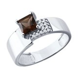 Кольцо из серебра с раухтопазом и фианитами из серебро