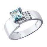 Кольцо из серебра с топазом и фианитами из серебро