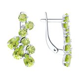 Серьги из серебра с хризолитами из серебро