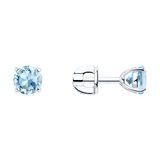 Серьги-пусеты из серебра с топазами из серебро