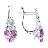 Серьги из серебра с аметистами и фианитами из серебро