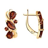 Серьги из золочёного серебра с гранатами из серебро