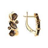 Серьги из золочёного серебра с раухтопазами из серебро