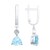 Серьги из серебра с топазами и фианитами из серебро
