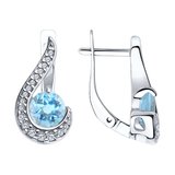 Серьги из серебра с топазами и фианитами из серебро