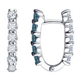 Серьги из серебра с лондон топазами и фианитами из серебро