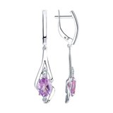 Серьги из серебра с аметистами и фианитами из серебро
