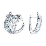 Серьги из серебра с топазами и фианитами из серебро