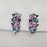 Серьги из серебра с миксом камней из серебро