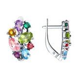 Серьги из серебра с миксом камней из серебро