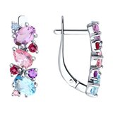 Серьги из серебра с миксом камней из серебро
