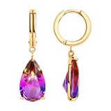 Серьги из золочёного серебра с ситаллами из серебро