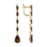 Серьги из золочёного серебра с раухтопазами из серебро