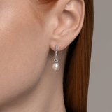 Серьги из серебра с жемчугом и фианитами из серебро — вид 2