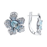 Серьги из серебра с топазами и фианитами из серебро