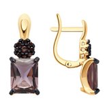 Серьги из золочёного серебра с ситаллами и фианитами из серебро