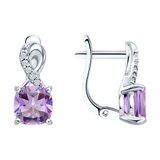 Серьги из серебра с аметистами и фианитами из серебро