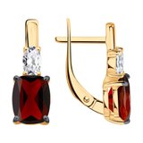 Серьги из золочёного серебра с гранатами и фианитами из серебро