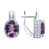 Серьги из серебра с аметистами и фианитами из серебро
