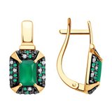 Серьги из золочёного серебра с агатами и фианитами из серебро