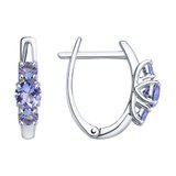 Серьги из серебра с танзанитами из серебро