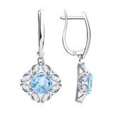 Серьги из серебра с топазами и фианитами из серебро