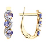 Серьги из золочёного серебра с танзанитами и фианитами из серебро