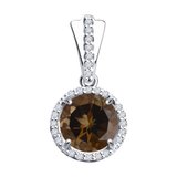 Подвеска из серебра с раухтопазом и фианитами из серебро