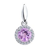 Подвеска из серебра с аметистом и фианитами из серебро